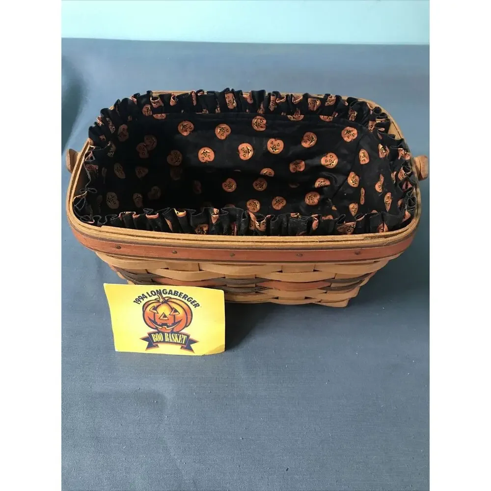 Vintage 1994 Longaberger Boo Basket‎ with Jack O' Lantern Basket Liner